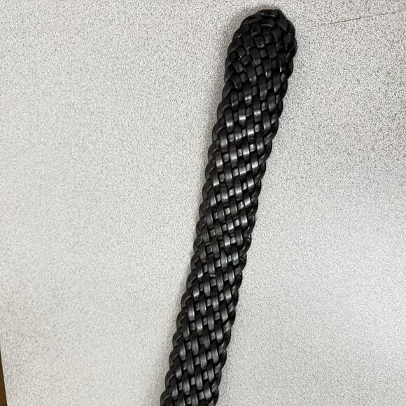 Coach Woven Leather Belt Womens Small Black Brass Buckle Braided 1.5" Boho 3851 - Picture 5 of 6